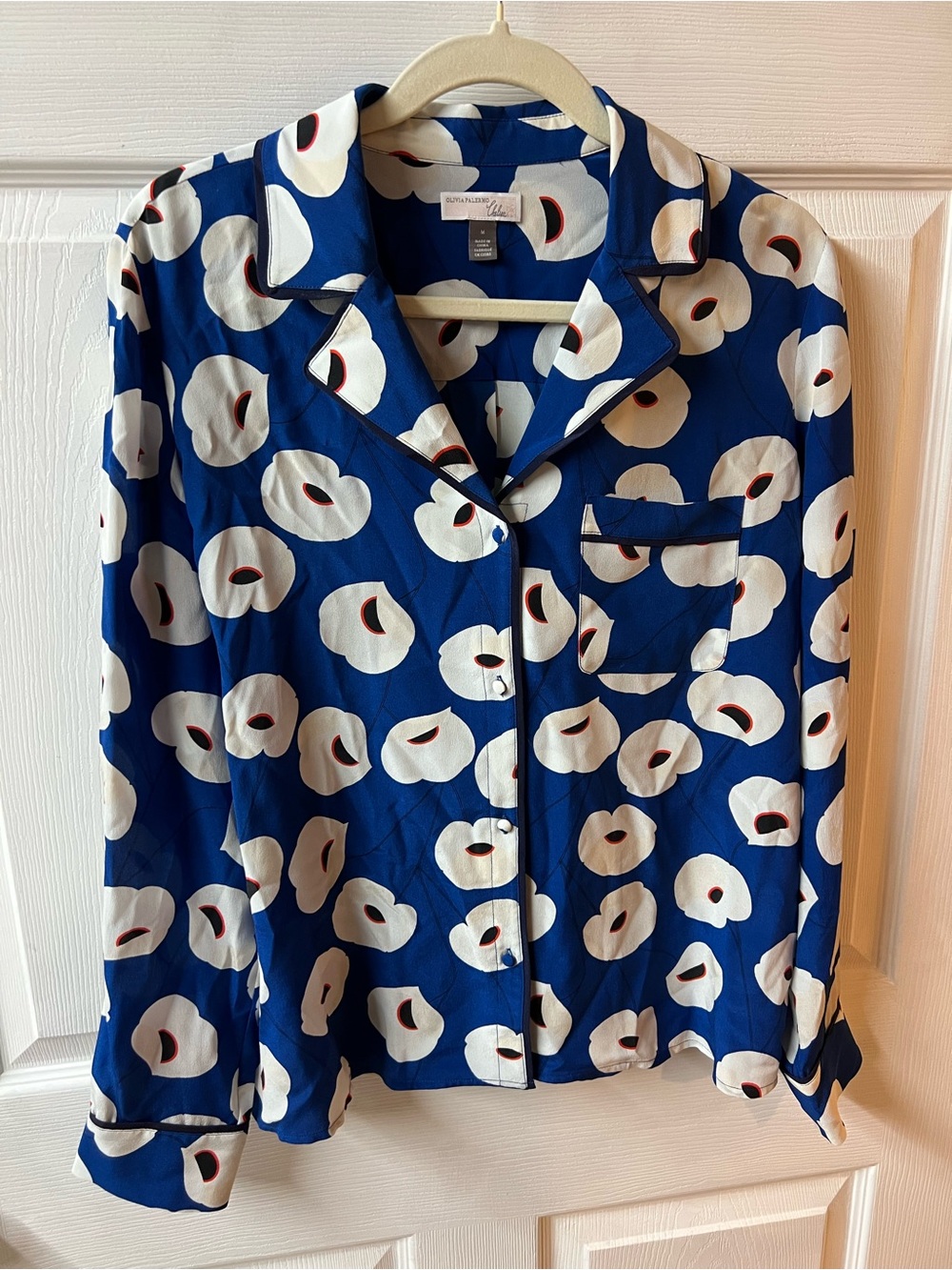 🆕 Olivia Palermo Blue Silk Floral Blouse